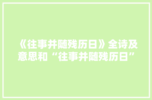《往事并随残历日》全诗及意思和“往事并随残历日”的拼音注释