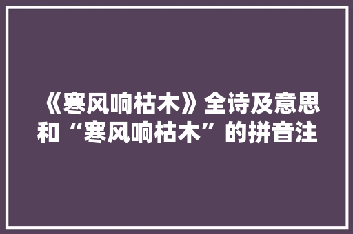 《寒风响枯木》全诗及意思和“寒风响枯木”的拼音注释 诗词鉴赏