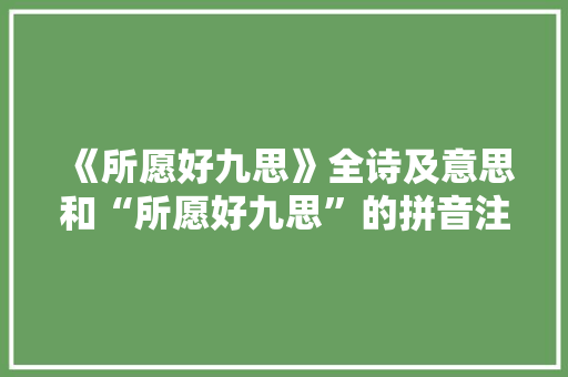 《所愿好九思》全诗及意思和“所愿好九思”的拼音注释