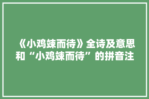 《小鸡竦而待》全诗及意思和“小鸡竦而待”的拼音注释 诗词鉴赏