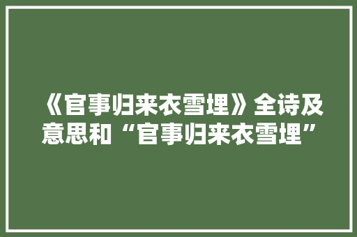 《官事归来衣雪埋》全诗及意思和“官事归来衣雪埋”的拼音注释 诗词鉴赏
