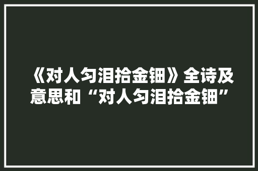 《对人匀泪拾金钿》全诗及意思和“对人匀泪拾金钿”的拼音注释 诗词鉴赏