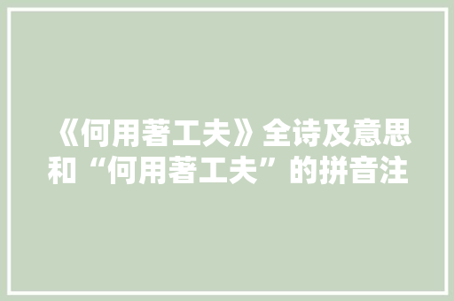 《何用著工夫》全诗及意思和“何用著工夫”的拼音注释