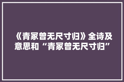 《青冢曾无尺寸归》全诗及意思和“青冢曾无尺寸归”的拼音注释 诗词鉴赏