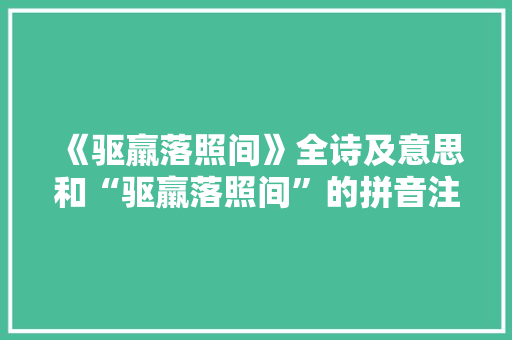 《驱羸落照间》全诗及意思和“驱羸落照间”的拼音注释