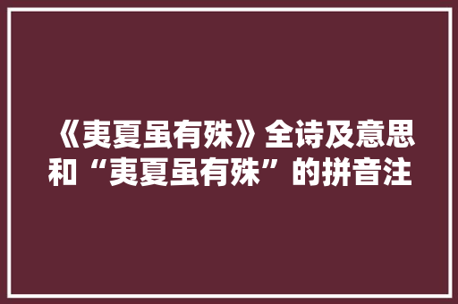 《夷夏虽有殊》全诗及意思和“夷夏虽有殊”的拼音注释