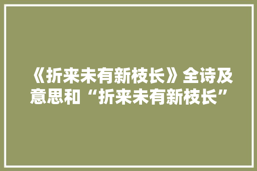 《折来未有新枝长》全诗及意思和“折来未有新枝长”的拼音注释