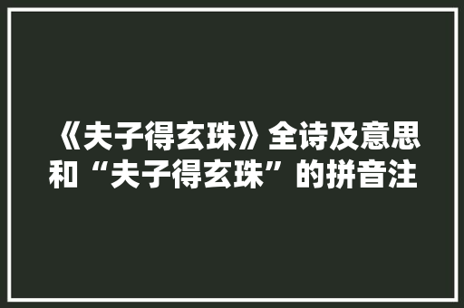 《夫子得玄珠》全诗及意思和“夫子得玄珠”的拼音注释 诗词鉴赏
