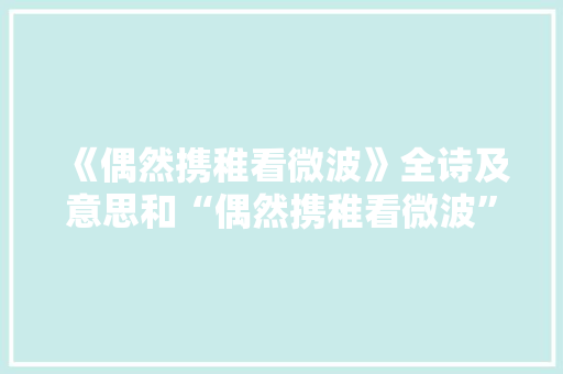 《偶然携稚看微波》全诗及意思和“偶然携稚看微波”的拼音注释 诗词鉴赏