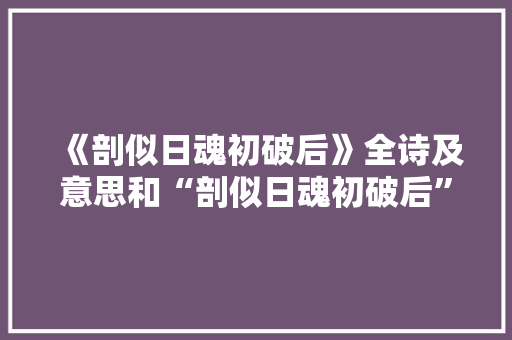 《剖似日魂初破后》全诗及意思和“剖似日魂初破后”的拼音注释