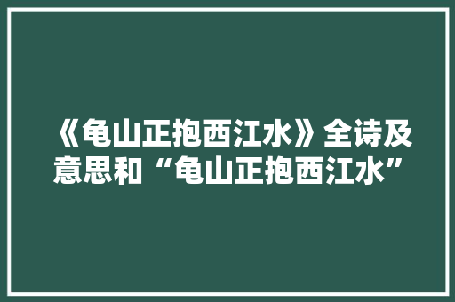 《龟山正抱西江水》全诗及意思和“龟山正抱西江水”的拼音注释
