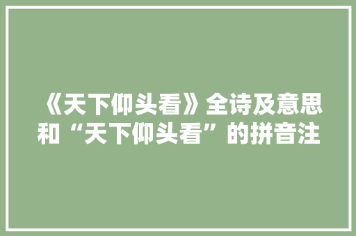 《天下仰头看》全诗及意思和“天下仰头看”的拼音注释 诗词鉴赏