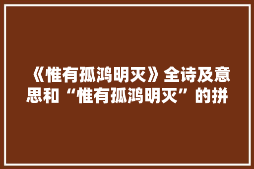 《惟有孤鸿明灭》全诗及意思和“惟有孤鸿明灭”的拼音注释
