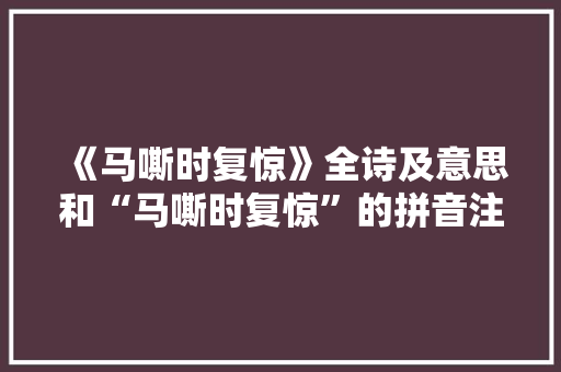 《马嘶时复惊》全诗及意思和“马嘶时复惊”的拼音注释