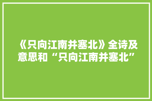 《只向江南并塞北》全诗及意思和“只向江南并塞北”的拼音注释