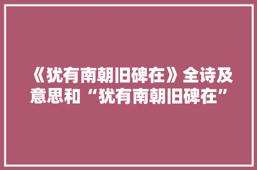 《犹有南朝旧碑在》全诗及意思和“犹有南朝旧碑在”的拼音注释
