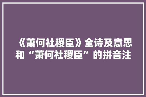 《萧何社稷臣》全诗及意思和“萧何社稷臣”的拼音注释