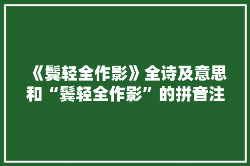 《鬓轻全作影》全诗及意思和“鬓轻全作影”的拼音注释