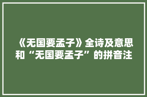 《无国要孟子》全诗及意思和“无国要孟子”的拼音注释