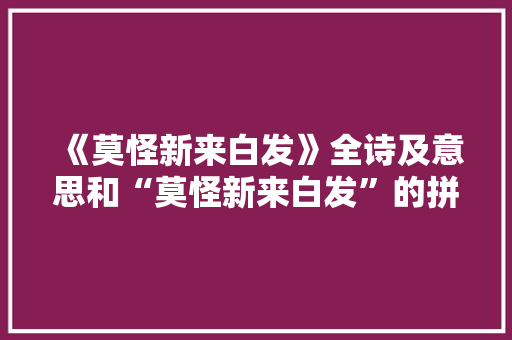 《莫怪新来白发》全诗及意思和“莫怪新来白发”的拼音注释 诗词鉴赏
