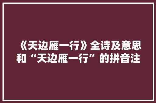 《天边雁一行》全诗及意思和“天边雁一行”的拼音注释 诗词鉴赏