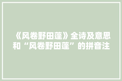 《风卷野田蓬》全诗及意思和“风卷野田蓬”的拼音注释