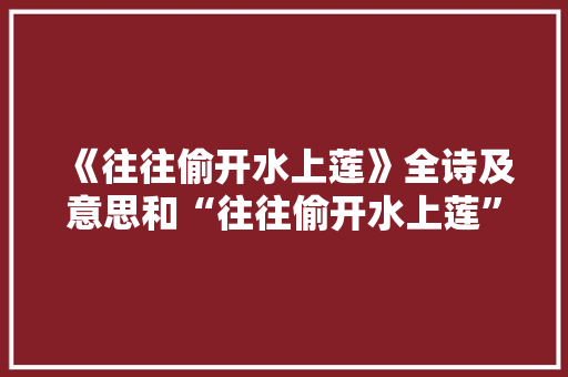 《往往偷开水上莲》全诗及意思和“往往偷开水上莲”的拼音注释