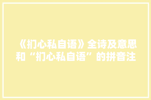 《扪心私自语》全诗及意思和“扪心私自语”的拼音注释