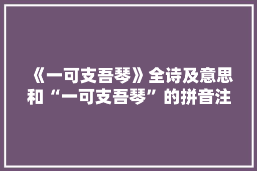 《一可支吾琴》全诗及意思和“一可支吾琴”的拼音注释 诗词鉴赏