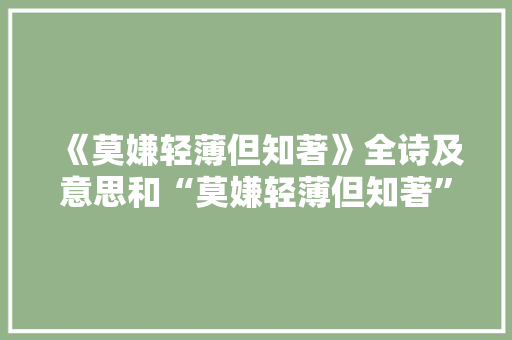 《莫嫌轻薄但知著》全诗及意思和“莫嫌轻薄但知著”的拼音注释