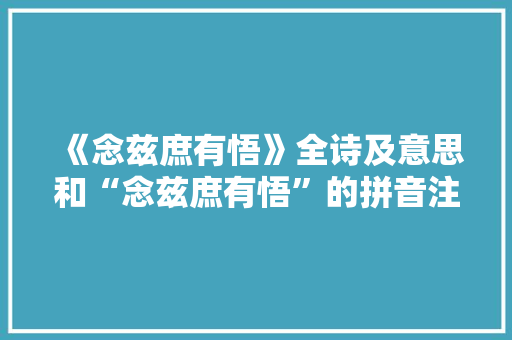 《念兹庶有悟》全诗及意思和“念兹庶有悟”的拼音注释 诗词鉴赏