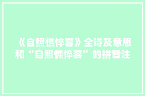 《自照憔悴容》全诗及意思和“自照憔悴容”的拼音注释