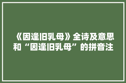 《因逢旧乳母》全诗及意思和“因逢旧乳母”的拼音注释 诗词鉴赏