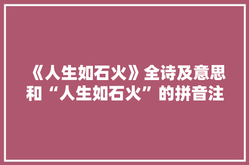 《人生如石火》全诗及意思和“人生如石火”的拼音注释