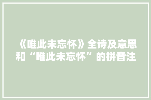《唯此未忘怀》全诗及意思和“唯此未忘怀”的拼音注释 诗词鉴赏