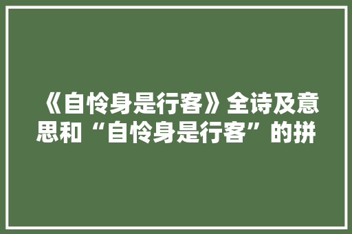《自怜身是行客》全诗及意思和“自怜身是行客”的拼音注释