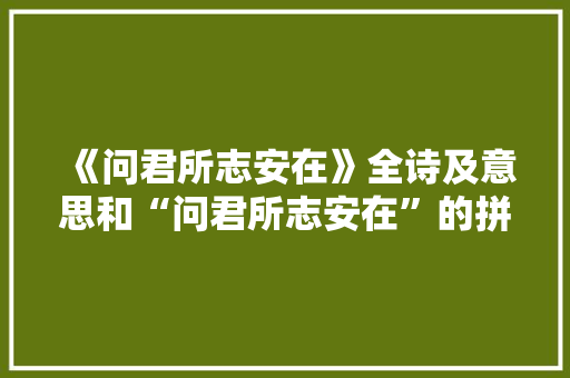 《问君所志安在》全诗及意思和“问君所志安在”的拼音注释