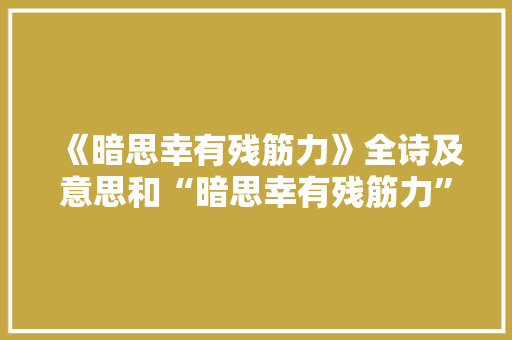 《暗思幸有残筋力》全诗及意思和“暗思幸有残筋力”的拼音注释 诗词鉴赏