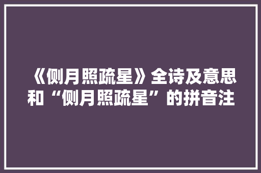 《侧月照疏星》全诗及意思和“侧月照疏星”的拼音注释 诗词鉴赏