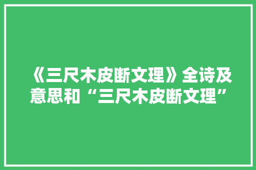 《三尺木皮断文理》全诗及意思和“三尺木皮断文理”的拼音注释 诗词鉴赏