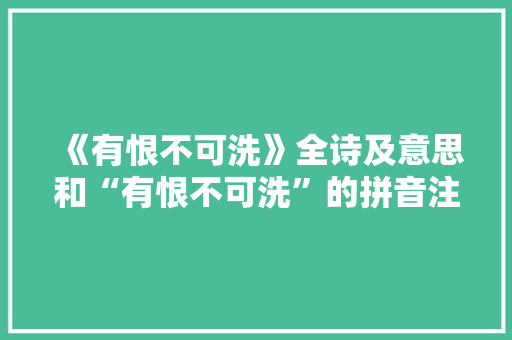 《有恨不可洗》全诗及意思和“有恨不可洗”的拼音注释 诗词鉴赏