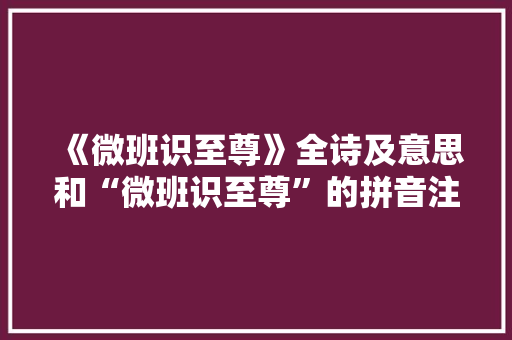 《微班识至尊》全诗及意思和“微班识至尊”的拼音注释