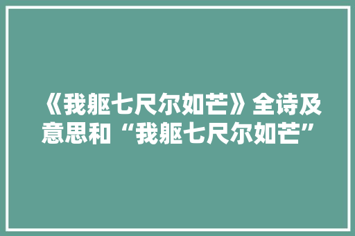 《我躯七尺尔如芒》全诗及意思和“我躯七尺尔如芒”的拼音注释