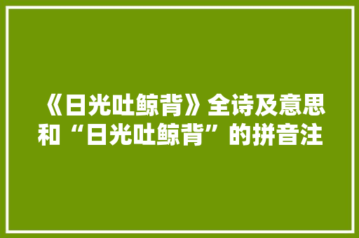 《日光吐鲸背》全诗及意思和“日光吐鲸背”的拼音注释