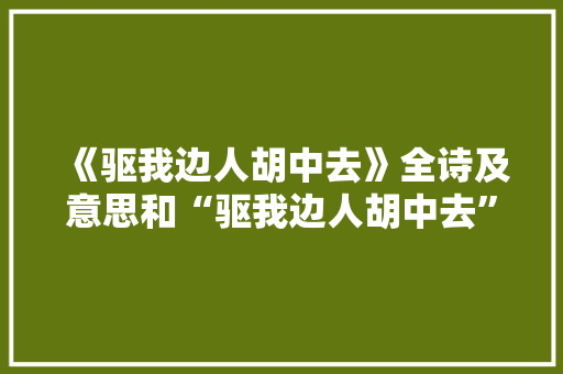 《驱我边人胡中去》全诗及意思和“驱我边人胡中去”的拼音注释