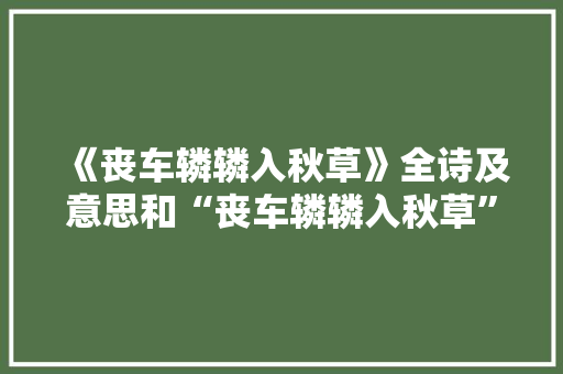 《丧车辚辚入秋草》全诗及意思和“丧车辚辚入秋草”的拼音注释