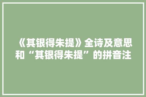 《其银得朱提》全诗及意思和“其银得朱提”的拼音注释 诗词鉴赏