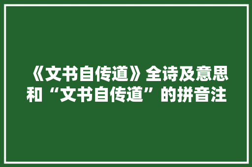 《文书自传道》全诗及意思和“文书自传道”的拼音注释 诗词鉴赏