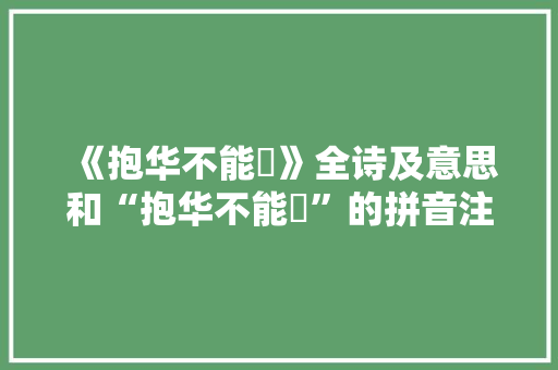 《抱华不能摛》全诗及意思和“抱华不能摛”的拼音注释 诗词鉴赏