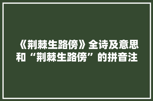 《荆棘生路傍》全诗及意思和“荆棘生路傍”的拼音注释